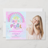 Einhorn & Pool Einladung zum Geburtstag Foto (Vorderseite)