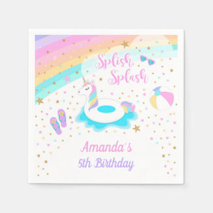 Einhorn Pool Party Paper Napkin Pink & Gold Serviette