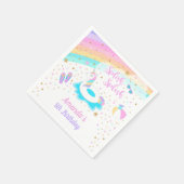 Einhorn Pool Party Paper Napkin Pink & Gold Serviette (Ecke)