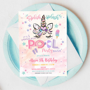 Einhorn-Poolparty-Geburtstagseinladung Einladung
