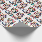 Einhorn-Poolparty Geschenkpapier (Ecke)