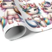 Einhorn-Poolparty Geschenkpapier (Rolleneckpunkt)