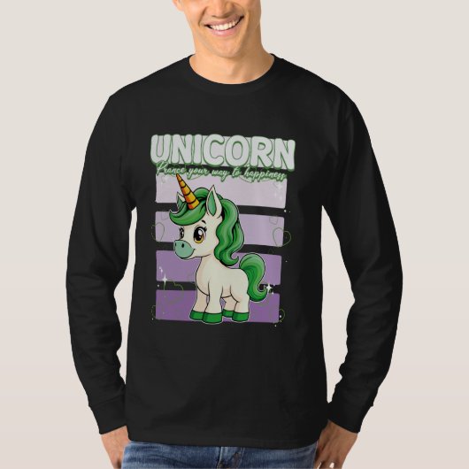 Einhorn Prance Dein Weg zum Glück Einhorn T-Shirt (Vorderseite)