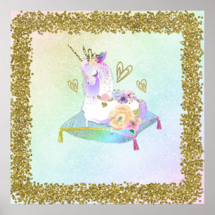 Einhorn Prinzessin Diva Irisierender Regenbogen Pa Poster
