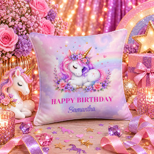 Einhorn Prinzessin Mädchen Geburtstag Pastell Trau Kissen