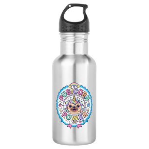 Einhorn Pugicorn Power Lustig Süß Geschenk Design_ Edelstahlflasche