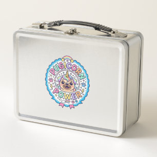 Einhorn Pugicorn Power Lustig Süß Geschenk Design_ Metall Brotdose