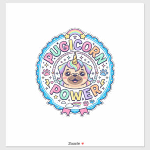 Einhorn Pugicorn Power Lustig Süßes Geschenk Desig Aufkleber