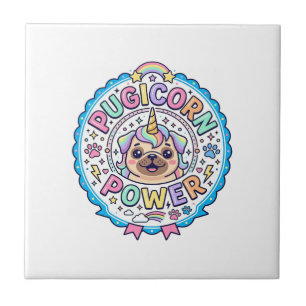 Einhorn Pugicorn Power Lustig Süßes Geschenk Desig Fliese