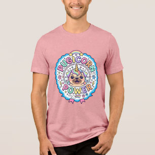 Einhorn Pugicorn Power Lustig Süßes Geschenk Desig Tri-Blend Shirt