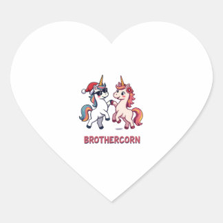 Einhorn-Pyjama für die ganze Familie Brother-corn Herz-Aufkleber