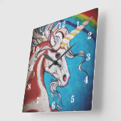 Einhorn Quadratische Wanduhr (Winkel)