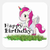 Einhorn Quadratischer Aufkleber (Vorderseite)