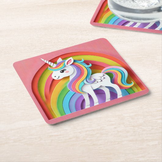 Einhorn Rechteckiger Pappuntersetzer (angewinkelt)