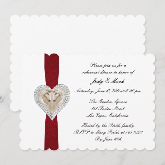 Einhorn Red Lace Probe Dinner Einladung (Vorne/Hinten)