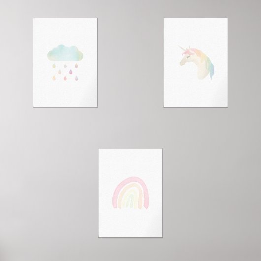 Einhorn, Regenbogen, Cloud Pastellton, Set 3, bedr (Vorderseite)