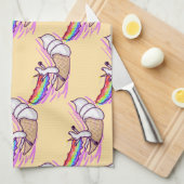 Einhorn Regenbogen Fahrt Eiscremekegel Geschirrtuch (Viertel Falte)