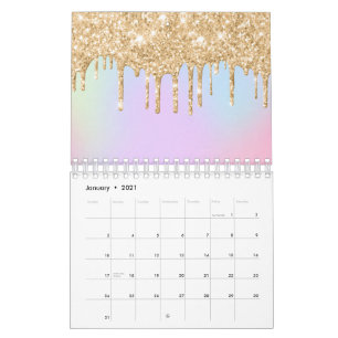 Einhorn Regenbogen Farben Hell Golden Tröpfelnd Kalender