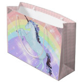 Einhorn, Regenbogen, für Mädchen, Kinder, festlich Große Geschenktüte (Rückseite Schrägansicht)
