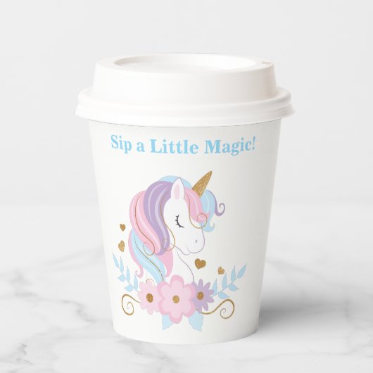 Einhorn Regenbogen Geburtstag Papiertassen Editier Pappbecher (Vorderseite)
