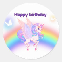 Einhorn Regenbogen Geburtstagseinladung Aufkleber