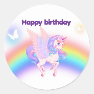 Einhorn Regenbogen Geburtstagseinladung Aufkleber