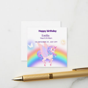 Einhorn Regenbogen Geburtstagseinladung Beilagekar Begleitkarte