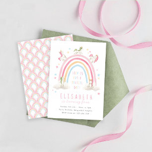 Einhorn Regenbogen Geburtstagseinladung, Pastell R Einladung