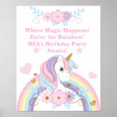 Einhorn Regenbogen Geburtstagsposter Editierbar Poster (Vorne)