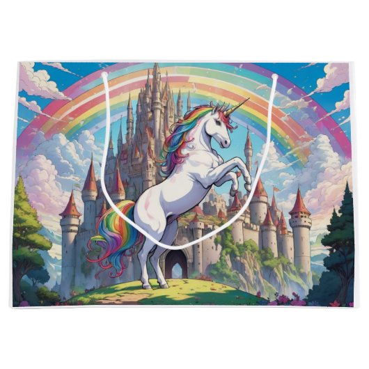 Einhorn, Regenbogen Große Geschenktüte (Vorderseite)