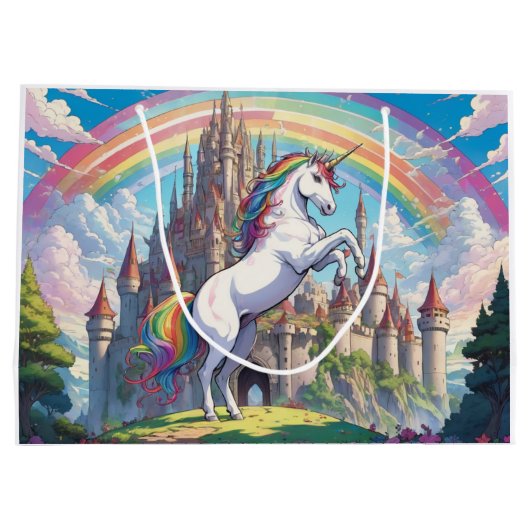 Einhorn, Regenbogen Große Geschenktüte (Rückseite)
