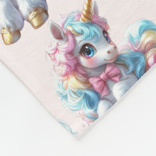 Einhorn Regenbogen Haar Blaue Augen Gold Horn Fleecedecke