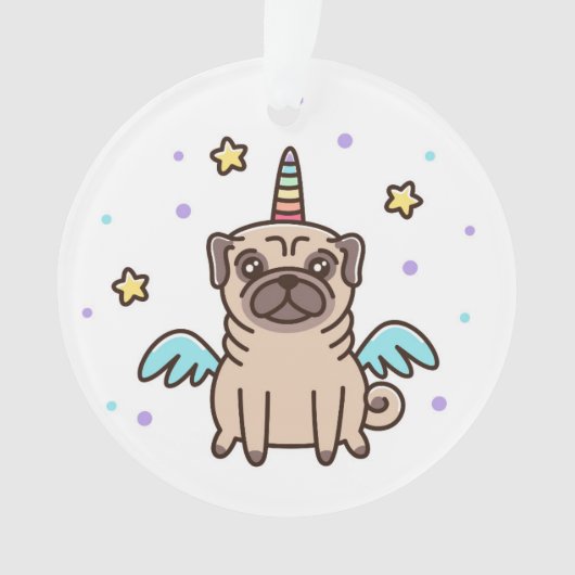 Einhorn-Regenbogen-Hund Ornament (Vorderseite)