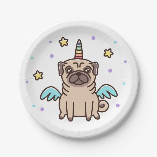 Einhorn-Regenbogen-Hund Pappteller (Vorderseite)