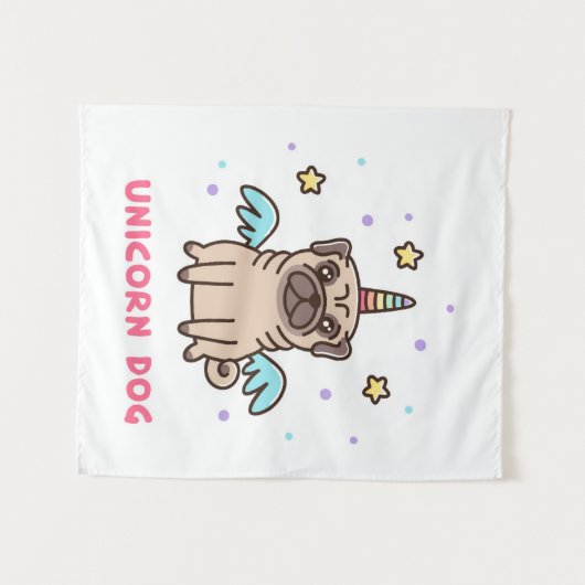 Einhorn-Regenbogen-Hund Wandteppich (Vorderseite (Horizontal))