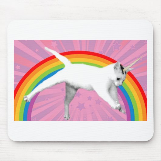 Einhorn-Regenbogen-Katze Mousepad (Vorne)
