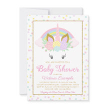 Einhorn Regenbogen Mädchen Baby Shower Einladungen