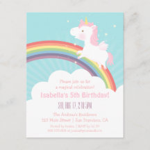 Einhorn Regenbogen Mädchen Geburtstagseinladungen