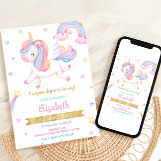 Einhorn Regenbogen Magische Geburtstagseinladung Einladung