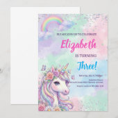 Einhorn Regenbogen Magischer Geburtstag Einladung (Vorne/Hinten)