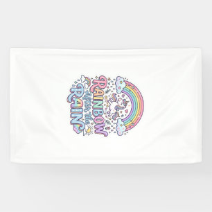 Einhorn Regenbogen nach dem Regen Premium Vektor T Banner