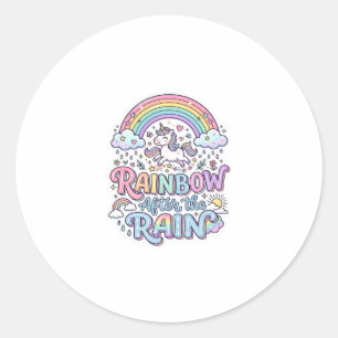 Einhorn Regenbogen nach dem Regen Premium Vektor T Runder Aufkleber