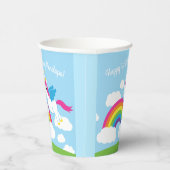 Einhorn & Regenbogen Niedlich 1. Geburtstag Party Pappbecher (Rechts)