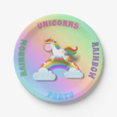 Einhorn-Regenbogen-Party Pappteller (Vorderseite)