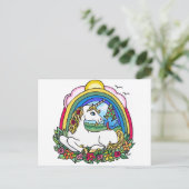 Einhorn & Regenbogen Postkarte (Stehend Vorderseite)