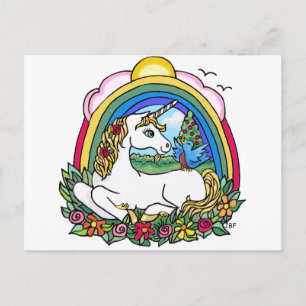 Einhorn & Regenbogen Postkarte
