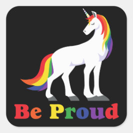 Einhorn | Regenbogen | Proud | LGBT Quadratischer Aufkleber