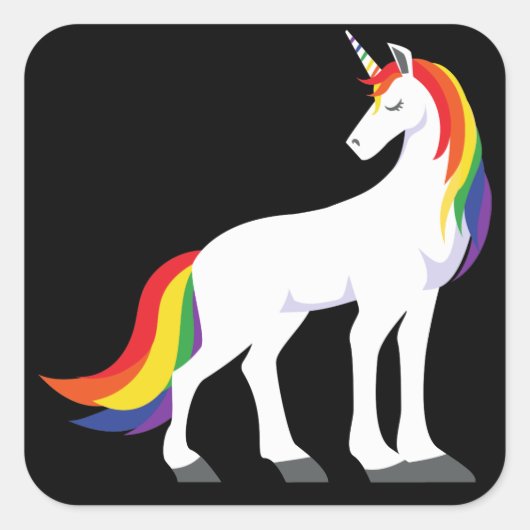 Einhorn | Regenbogen Quadratischer Aufkleber (Vorderseite)