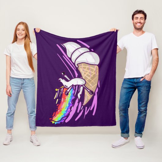 Einhorn Regenbogen Reitendes Eiscremehörnchen Fleecedecke (Beispiel)