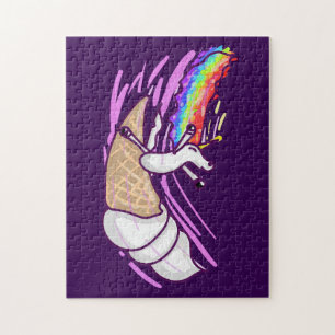 Einhorn Regenbogen Reitendes Eiscremehörnchen Puzzle